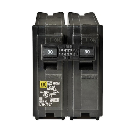 Square D Miniature Circuit Breaker, HOM Series, 30A, 2 Pole, 120/240V AC, 10kA HOM230CP